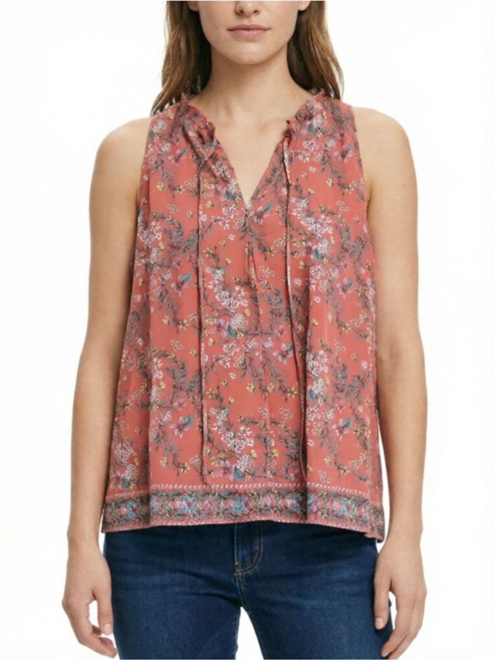 MAX STUDIO NWT Coral Floral Sleeveless Blouse Plus Size 1X